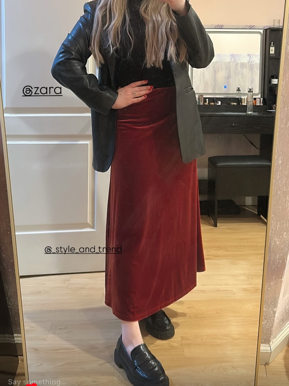 Red Velvet Maxi Skirt - Elegant Women's Skirt
